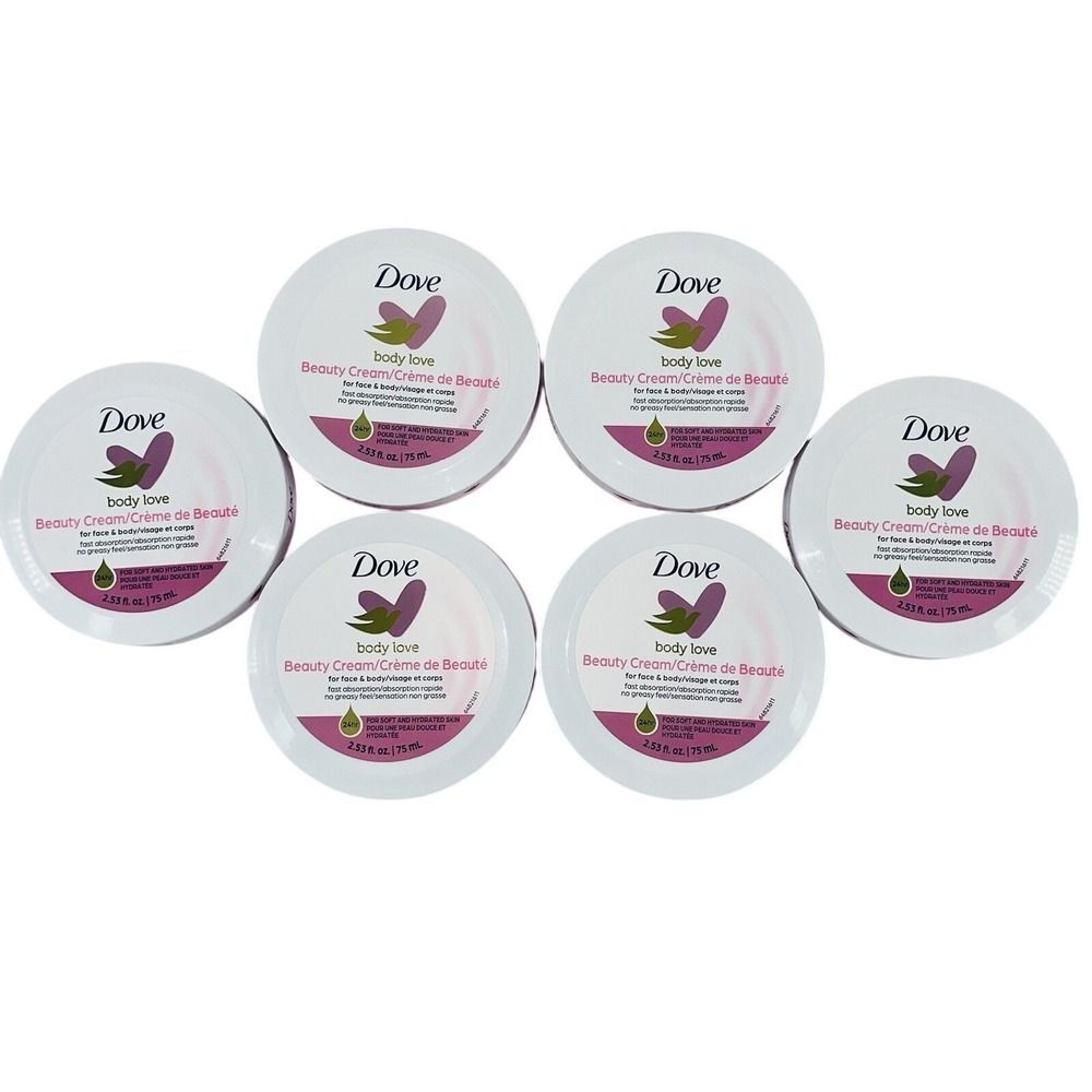 6 Pack Dove Body Love Beauty Cream Lightweight Fast Absorbing Face and Body NEW